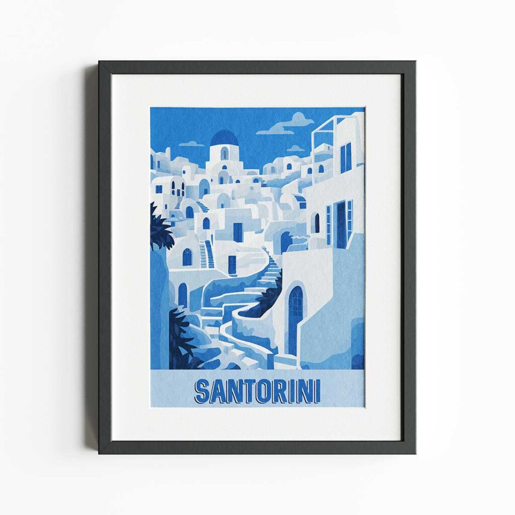تابلو طرح شهر Santorini | قاب سایز ۲۰×۲۵