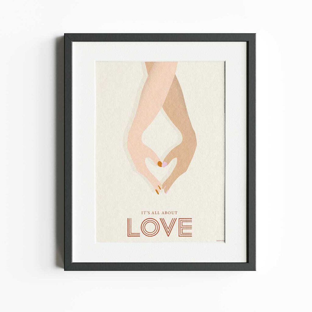تابلو رمانتیک طرح ABOUT LOVE | قاب سایز ۲۰×۲5